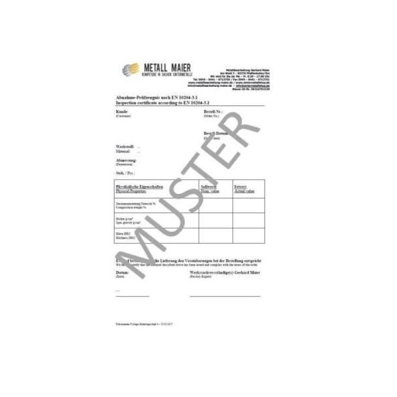 Materialcertifikat, certifikat