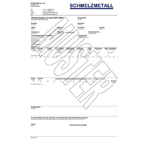 Materialcertifikat, certifikat