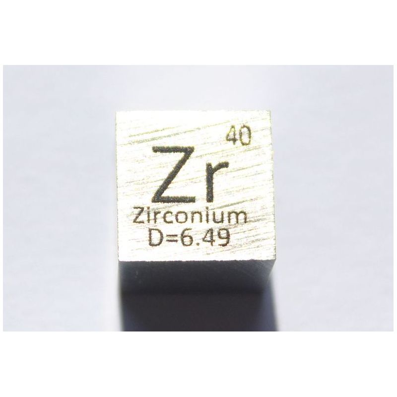 Zirkonium Zr metall kub 10x10mm polerad 99,2% renhet kub